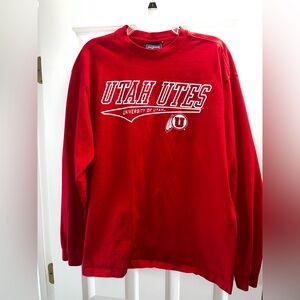 University of Utah Utes Vintage long-sleeve thick cotton crew neck t-shirt EUC